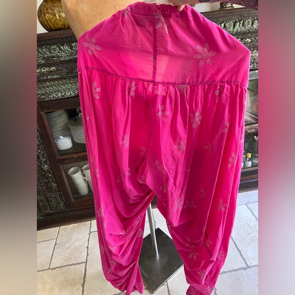 Pink & Silver Women's Indian Patiala Harem Pants - Picture 3 of 4